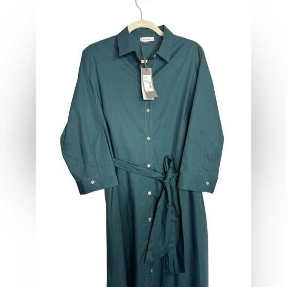 NWT Rosso35 Luxury Shirt Dress Midi in Teal Size 50 (US L) - Picture 4 of 16